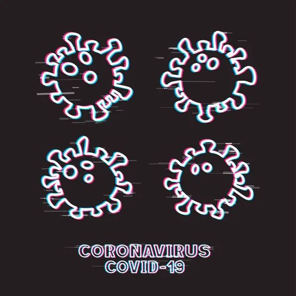 Coronavirus covid-19 outline glitch design — Stockový vektor