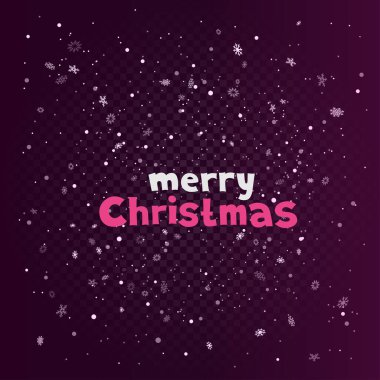 Mutlu Noeller. Koyu pembe şablon. Renkli gökyüzü arka planında kar yağıyor. Kış tatili mektupları