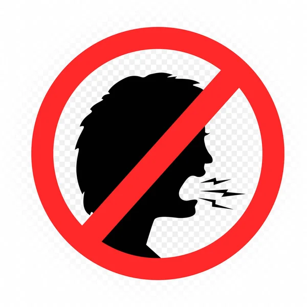 不要在白色透明的背景上高喊妇女禁止标志符号 不要大声说话 保持冷静的沟通贴纸 — 图库矢量图片