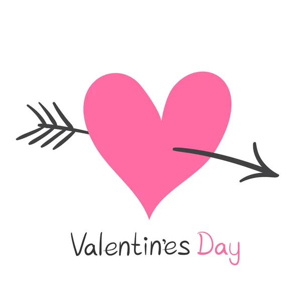 Valentine coração rosa flecha perfurada — Vetor de Stock