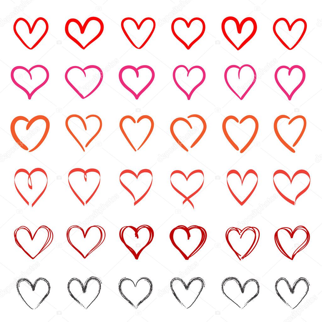 Valentine outline heart set