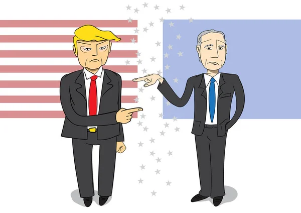Caricatura Donald Trump Joe Biden Trumps Bidens Con Emociones Señalan — Archivo Imágenes Vectoriales