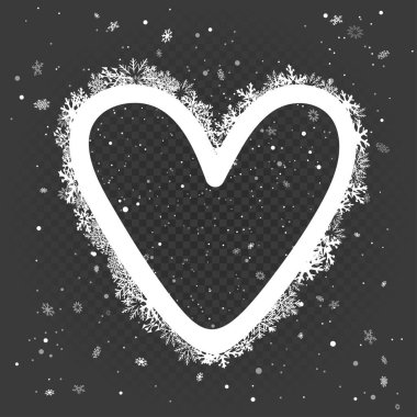 karlı beyaz kalp fotoğraf çerçevesi