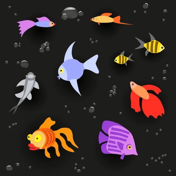 Akvarium fisk som på mörk bakgrund — Stock vektor