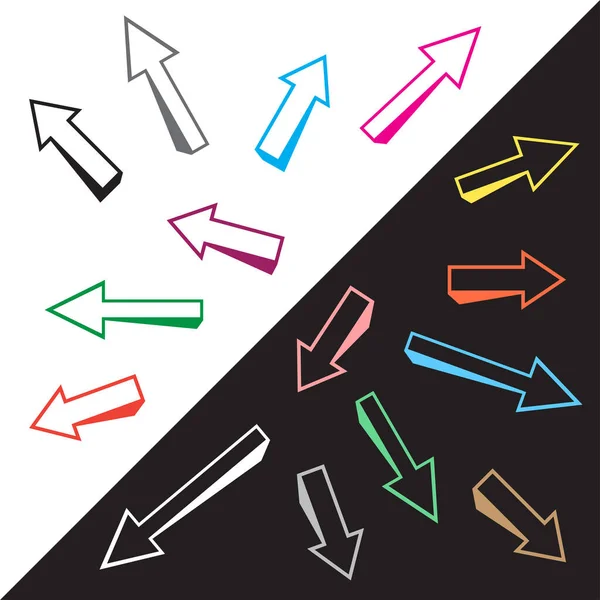 Set di frecce a colori tridimensionali — Vettoriale Stock