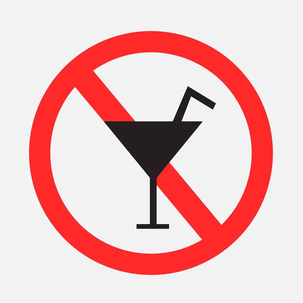 Beber Bebidas Alcohólicas Señal Etiqueta Prohibida Sobre Fondo Gris Beber — Vector de stock