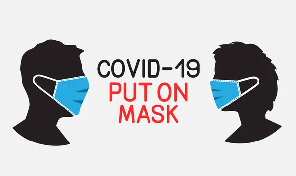 Koronavirová Prevence Nasazena Znamení Masky Nosit Bezpečnostní Nálepku Textovou Zprávou — Stockový vektor