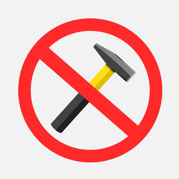 Signe interdit frappant fort marteau — Image vectorielle