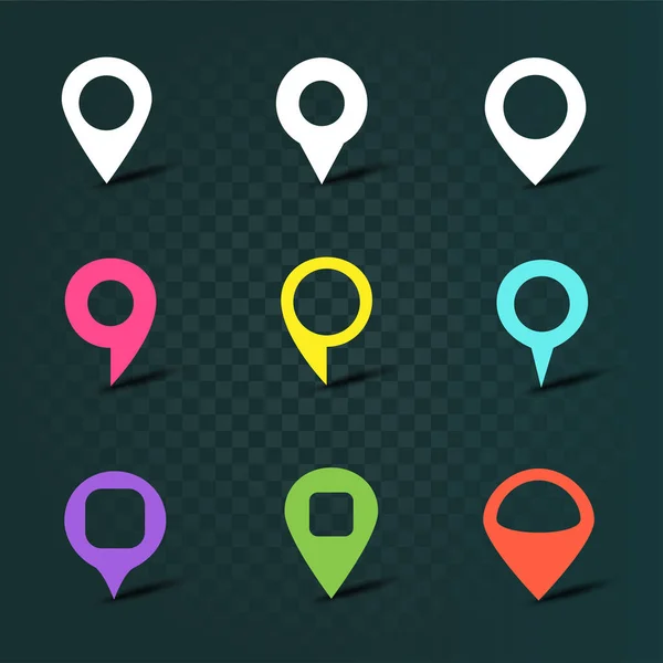 Couleur carte navigation pin objet signe ensemble — Image vectorielle