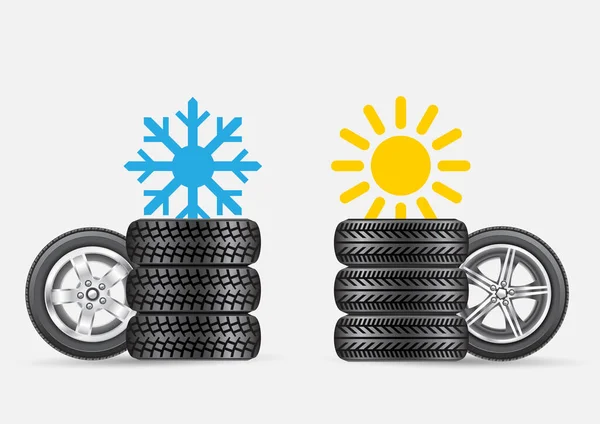 Verão pneus de inverno conjunto —  Vetores de Stock