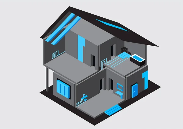 Ev onarımı izometrik vektörü — Stok Vektör