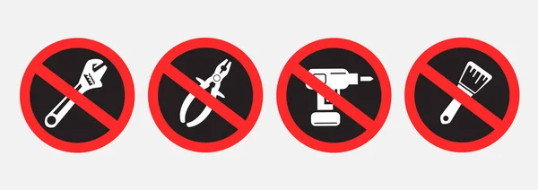 Do not use repair tools sign symbol set — Stock Vector