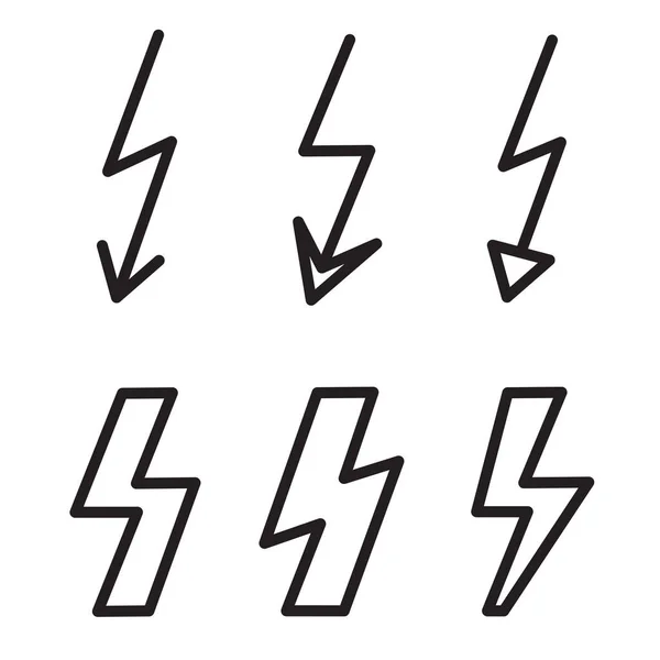 Electricity lightning bolt sign set — Stock Vector