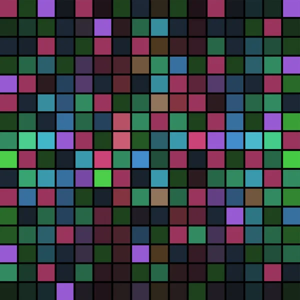 Colores cuadrados al azar sobre fondo oscuro — Vector de stock
