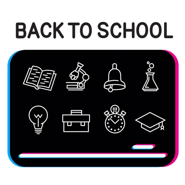 Back to school education icon on blackboard — Stock Vector