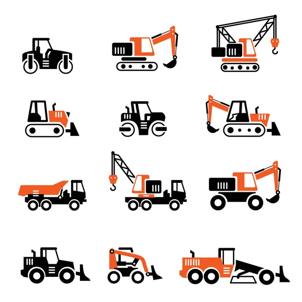 Special machinery tractor icons set — Stock Vector