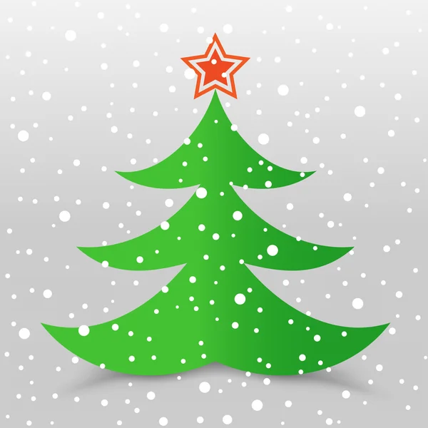 Christmas tree and snow gray background — Stock Vector