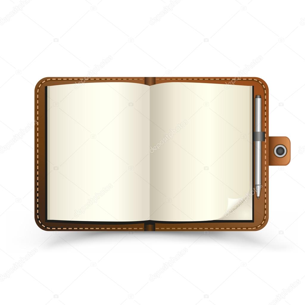 open brown notebook
