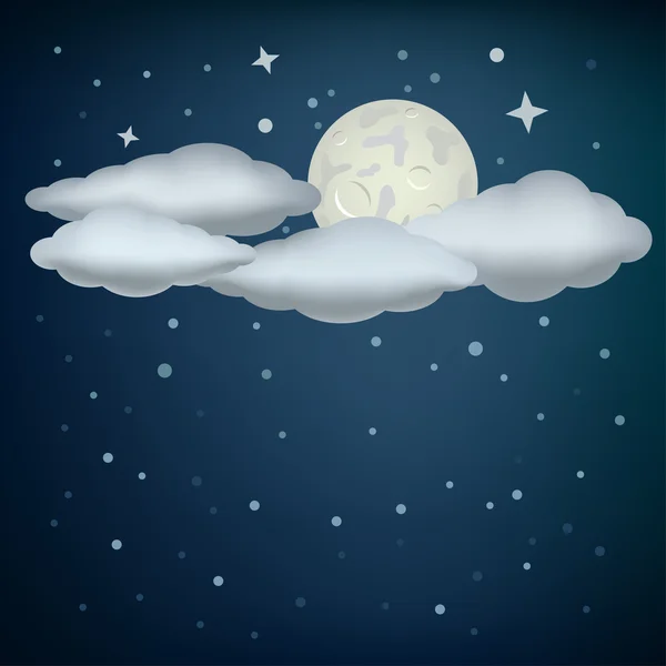 Nuages et lune — Image vectorielle