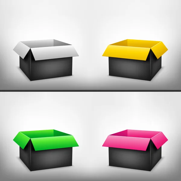 Boîte multicolore noire 3D — Image vectorielle