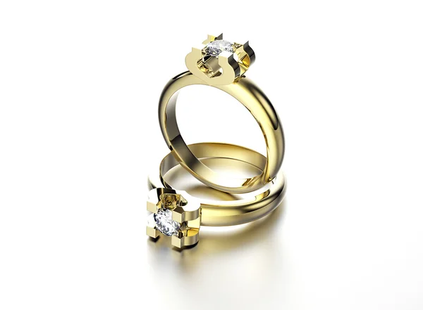Ilustração 3D do anel de ouro com diamante. Jóias de fundo. Acessório de moda — Fotografia de Stock