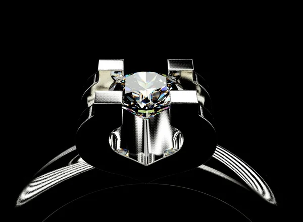 골드의 3d 그림 다이아몬드 반지. 쥬얼리 배경입니다. 패션 액세서리 — 스톡 사진