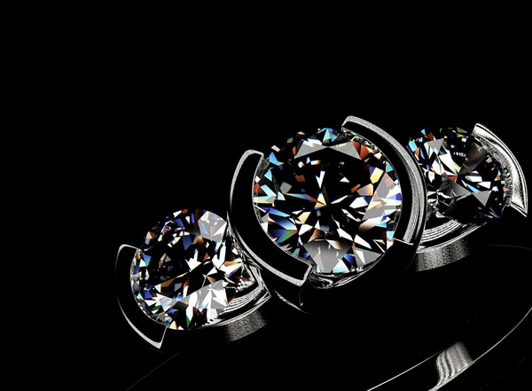 Ilustrație 3D a inelului de aur cu diamant. Fundal de bijuterii. Accesorii de moda — Fotografie, imagine de stoc