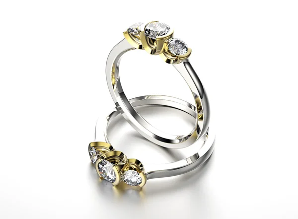 3D ілюстрація золотого кільця з діамантом. Ювелірний фон. Модний аксесуар — стокове фото