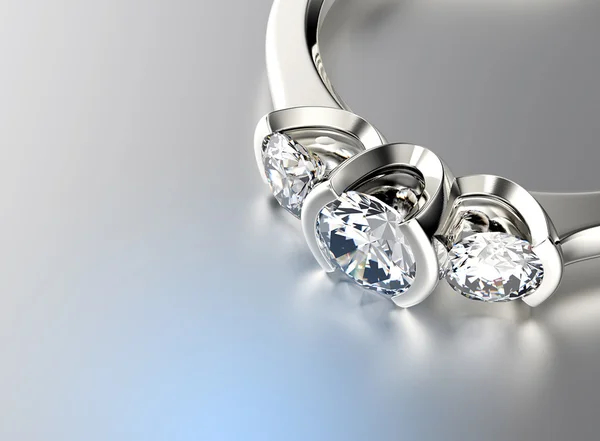 3D απεικόνιση του χρυσό δαχτυλίδι με διαμάντι. Κοσμήματα φόντο. Αξεσουάρ μόδας — Φωτογραφία Αρχείου