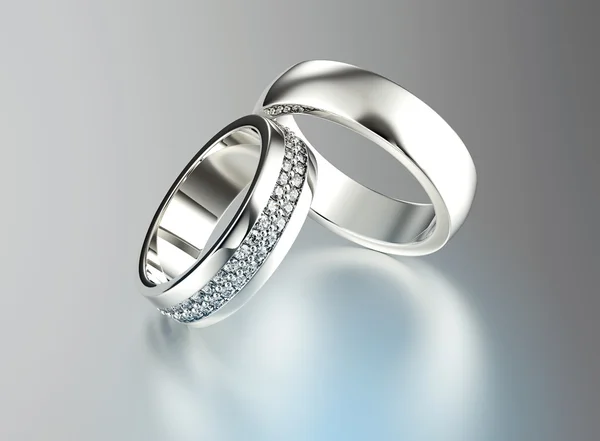 3D illustratie van Gouden Ring met diamant. Sieraden achtergrond — Stockfoto