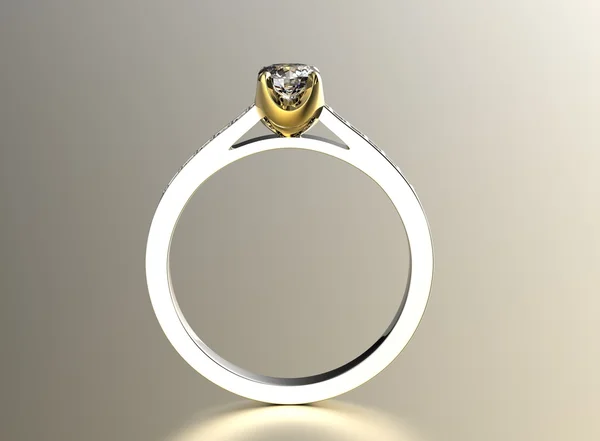 Goldener Ring mit Diamant. — Stockfoto