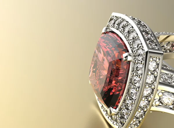 Golden Ring with Ruby — Stock Photo, Image