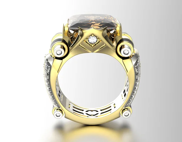 Ring with cognac Diamond. — Stock Photo, Image