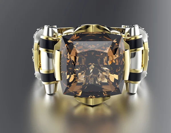 Ring with cognac Diamond. — Stock Photo, Image