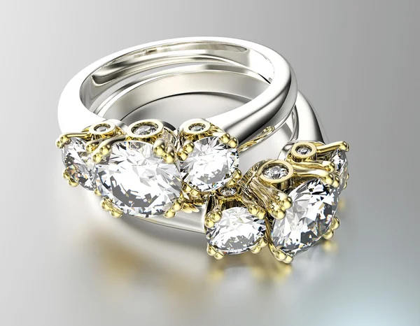 与钻石的订婚戒指. — 图库照片