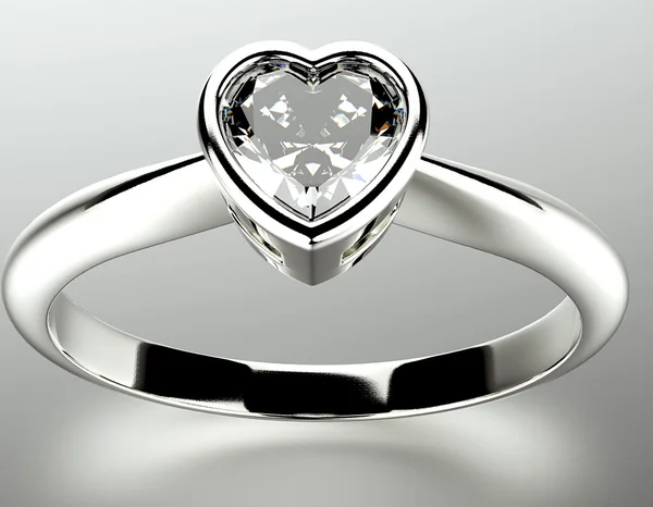 Ring with Garnet heart shape — Stock Photo, Image