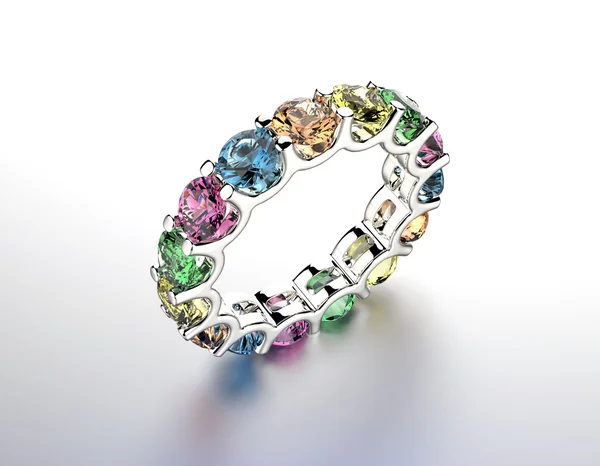 Különböző színű kő gyűrű. — Stock Fotó