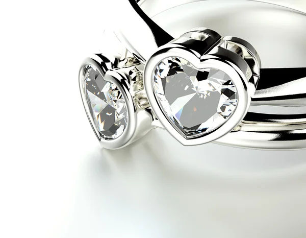 Gyűrű szív alakú gyémánt — Stock Fotó