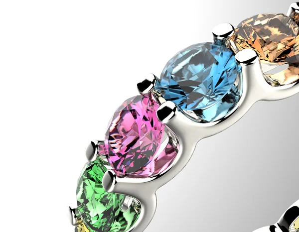 Színes drágakövek gyűrű. — Stock Fotó