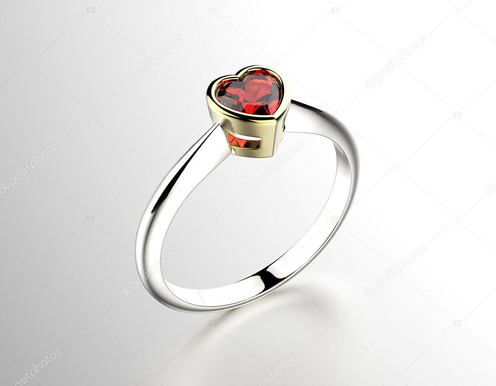 Ring with Garnet heart shape