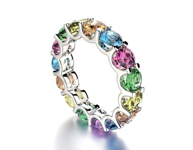 İle farklı renk gemstone yüzük