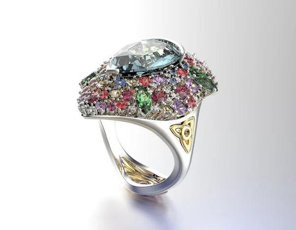 Χρυσό δαχτυλίδι αρραβώνων με διαφορετικό χρώμα διαμαντιού — Φωτογραφία Αρχείου