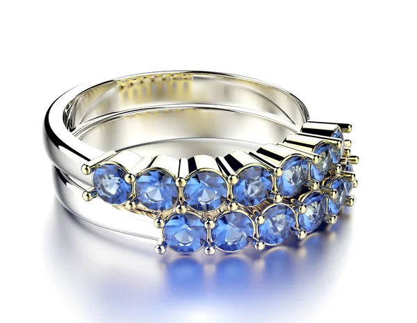 Engagement Rings with Sapphire — Stock Photo, Image