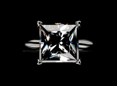 Elmas kare şeklinde altın yüzük