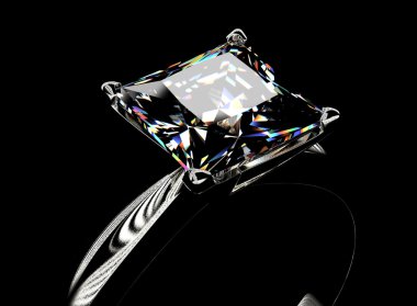 Elmas kare şeklinde altın yüzük