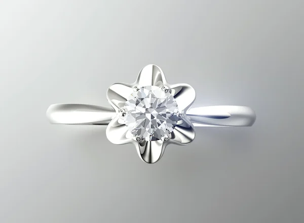 Bague dorée avec diamant — Photo