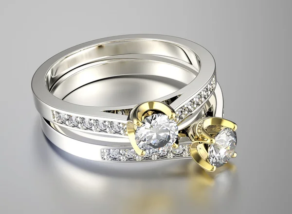 Goldene Ringe mit Diamanten — Stockfoto