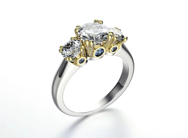 Anello dorato con diamante — Foto Stock