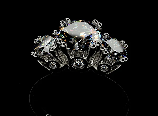 Anello dorato con diamante — Foto Stock