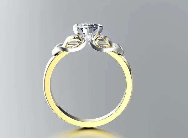 Golden Ring with Diamond — Stock Photo, Image